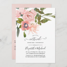 Blush Pink und Rose Gold Online Virtual Wedding Einladung