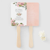 Blush Pink und Rose Gold Rose Hochzeitsprogramm Fächer (Vorne und Hinten)