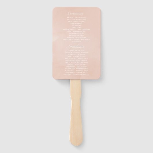 Blush Pink und Rose Gold Rose Hochzeitsprogramm Fächer (Rückseite)