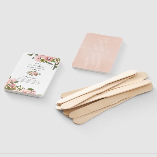 Blush Pink und Rose Gold Rose Hochzeitsprogramm Fächer (Non-assembled)