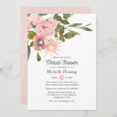 Blush Pink und Rose Gold Virtual Dusche Einladung (Vorne/Hinten)