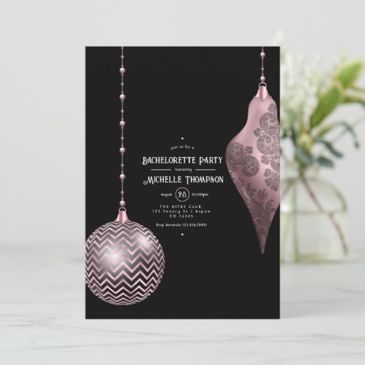 Blush Pink und Rose Weihnachten Bacheloretto Einladung (Stehend Vorderseite)