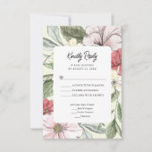 Blush Pink und Sage Fall Blumenzehen RSVP Karte (Vorderseite)