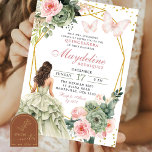 Blush Pink und Sage Green Floral mexikanische Prin Einladung<br><div class="desc">Blush Pink und Sage Green Floral mexikanische Prinzessin Quinceanera Einladung | Sweet 16. Quinceasera Birthday Girl,  Geometric Gold Königliche Prinzessin Einladung,  Schloss und Blumen Quinceanera,  mexikanische Girl Birthday Party,  Royal Prinzessin Quince Birthday Einladung.</div>