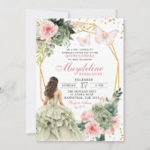 Blush Pink und Sage Green Floral mexikanische Prin Einladung (Vorderseite)