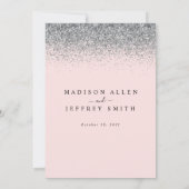 Blush Pink und Silver Glitzer Einladung Hochzeit (Rückseite)
