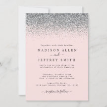 Blush Pink und Silver Glitzer Einladung Hochzeit