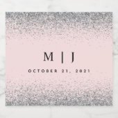 Blush Pink und Silver Glitzer Hochzeit Schaumweinetikett (Einzelnes Label)