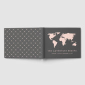 Blush Pink und Smoky Grau | Weltkarte Hochzeit Gästebuch (Voll)