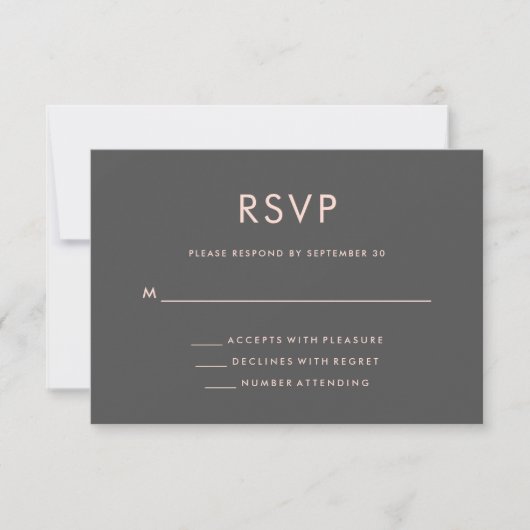 Blush Pink und Smoky Grau | World Map Wedding RSVP Karte (Vorderseite)