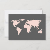 Blush Pink und Smoky Grau | World Map Wedding RSVP Karte (Rückseite)