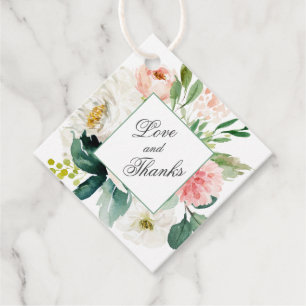 Blush Pink und White Floral Vielen Dank Geschenkanhänger