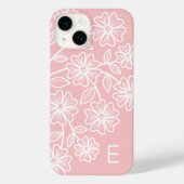 Blush Pink und White Line Zeichnend Blumenmuster Case-Mate iPhone Hülle (Rückseite)