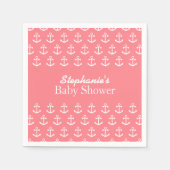 Blush Pink und White Nautical Anchor Kinderdusche Serviette (Vorderseite)