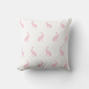 Blush Pink Upright Bunnies mit Mini Dots Muster. Kissen