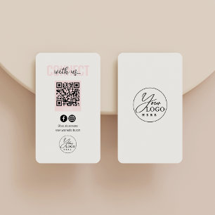 Blush Pink Verbinden Sie mit dem QR-Code der Socia Visitenkarte
