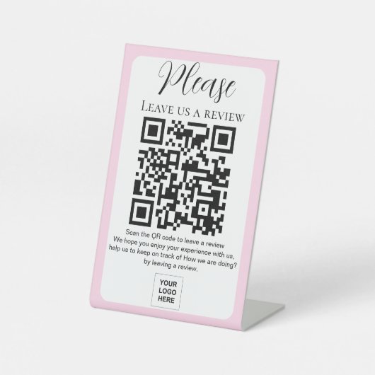 Blush Pink Verlasse uns einen Test QR Code Pedesta Sockelschild (Vorderseite)