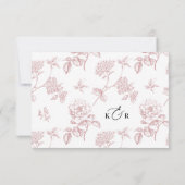 Blush Pink Victorian Floral Wedding RSVP Card Karte (Rückseite)