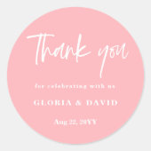 Blush Pink Vielen Dank für Ihre Hochzeit Runder Aufkleber (Vorderseite)