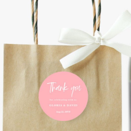Blush Pink Vielen Dank für Ihre Hochzeit Runder Aufkleber