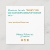 Blush Pink Vielen Dank für Ihre Kundenempfehlung e Quadratische Visitenkarte (Rückseite)