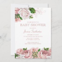 Blush Pink Vintag Floral Baby Girl Babydusche Einladung
