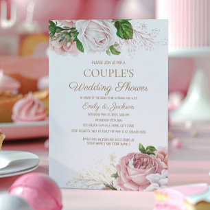 Blush Pink Vintag Floral Couple Polterabend Einladung