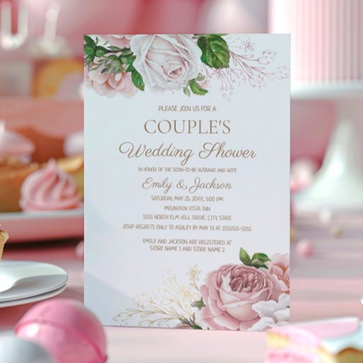 Blush Pink Vintag Floral Couple Polterabend Einladung