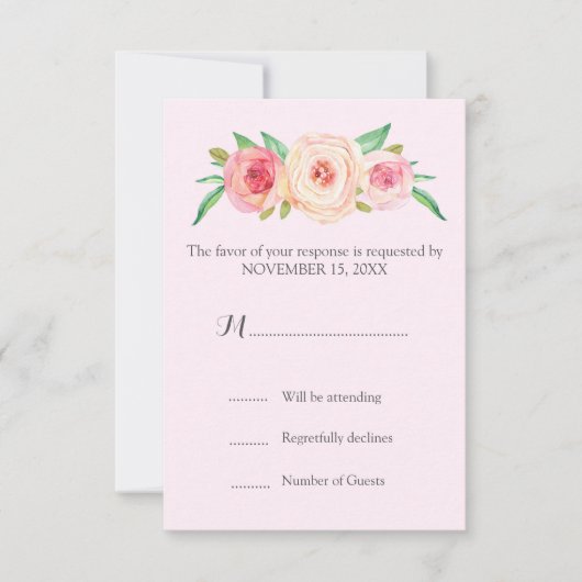 Blush Pink Vintag Floral Wedding RSVP Karte (Vorderseite)