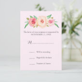 Blush Pink Vintag Floral Wedding RSVP Karte (Stehend Vorderseite)