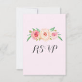 Blush Pink Vintag Floral Wedding RSVP Karte (Rückseite)