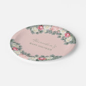 Blush Pink Vintag Garden Rose Kinderdusche Pappteller (Schrägansicht)