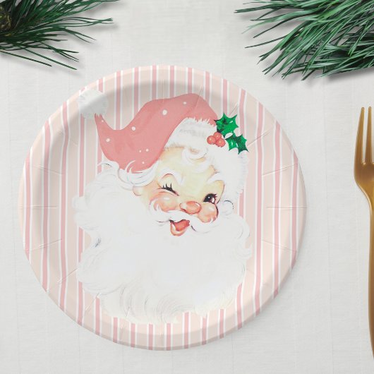 Blush Pink Vintag Winking Weihnachten Party Pappteller