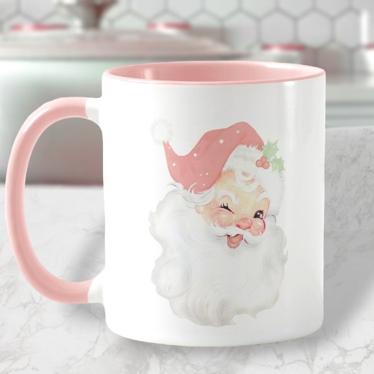 Blush Pink Vintag Winking Weihnachten Tasse