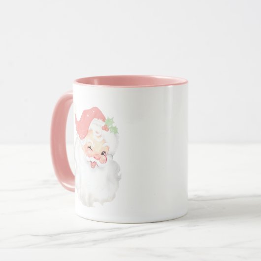 Blush Pink Vintag Winking Weihnachten Tasse (Vorderseite Links)