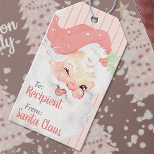 Blush Pink Vintag Winking Weihnachten Weihnachten Geschenkanhänger