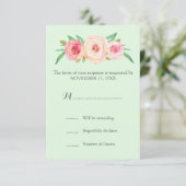 Blush Pink Vintage Blütenminze Hochzeit RSVP Karte (Stehend Vorderseite)