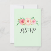 Blush Pink Vintage Blütenminze Hochzeit RSVP Karte (Rückseite)
