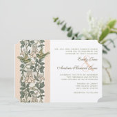 Blush Pink Vintage Vögel HoneySchnauze Hochzeit Einladung (Stehend Vorderseite)