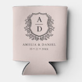 Blush Pink Wappen Moderne Monogram Wedding Dosenkühler (Vorderseite)