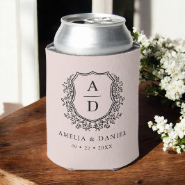 Blush Pink Wappen Moderne Monogram Wedding Dosenkühler