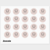 Blush Pink Wappen Moderne Monogram Wedding Runder Aufkleber (Blatt)