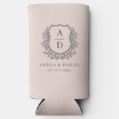 Blush Pink Wappen Moderne Monogram Wedding Selters Dosenkühler (Vorderseite)