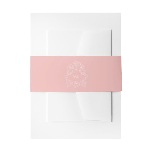 Blush Pink Wappen Monogram Wedding Einladungsbanderole (Vorderseite Beispiel)