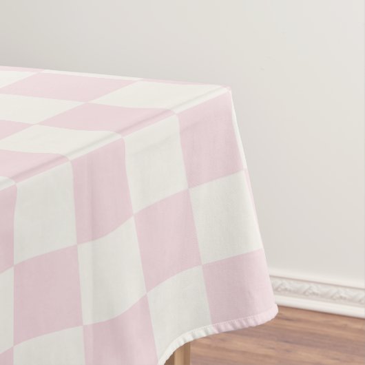 Blush Pink & Warm White Modern Checkered Tischdecke (Beispiel)