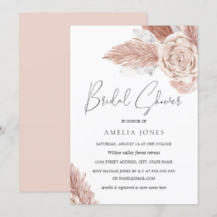Blush Pink Wassercolor Boho Blume Brautparty Einladung