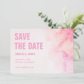 Blush Pink Wasserfarbe Abstrakte fette Hochzeit Save The Date (Stehend Vorderseite)