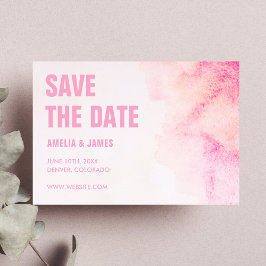 Blush Pink Wasserfarbe Abstrakte fette Hochzeit Save The Date