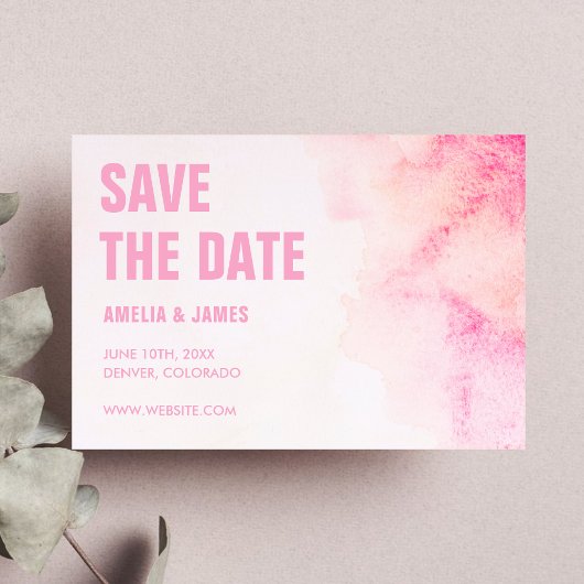 Blush Pink Wasserfarbe Abstrakte fette Hochzeit Save The Date