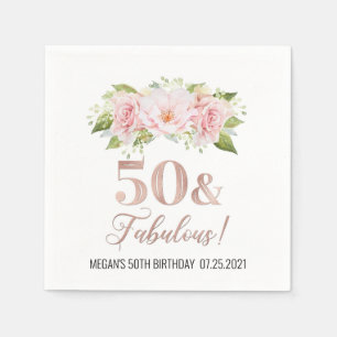 Blush Pink Wasserfarbe Blume 50 & Fabulous Serviette